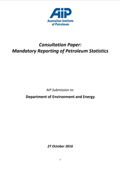 Submission on the Consultation Paper: Mandatory Reporting of Petroleum Statistics