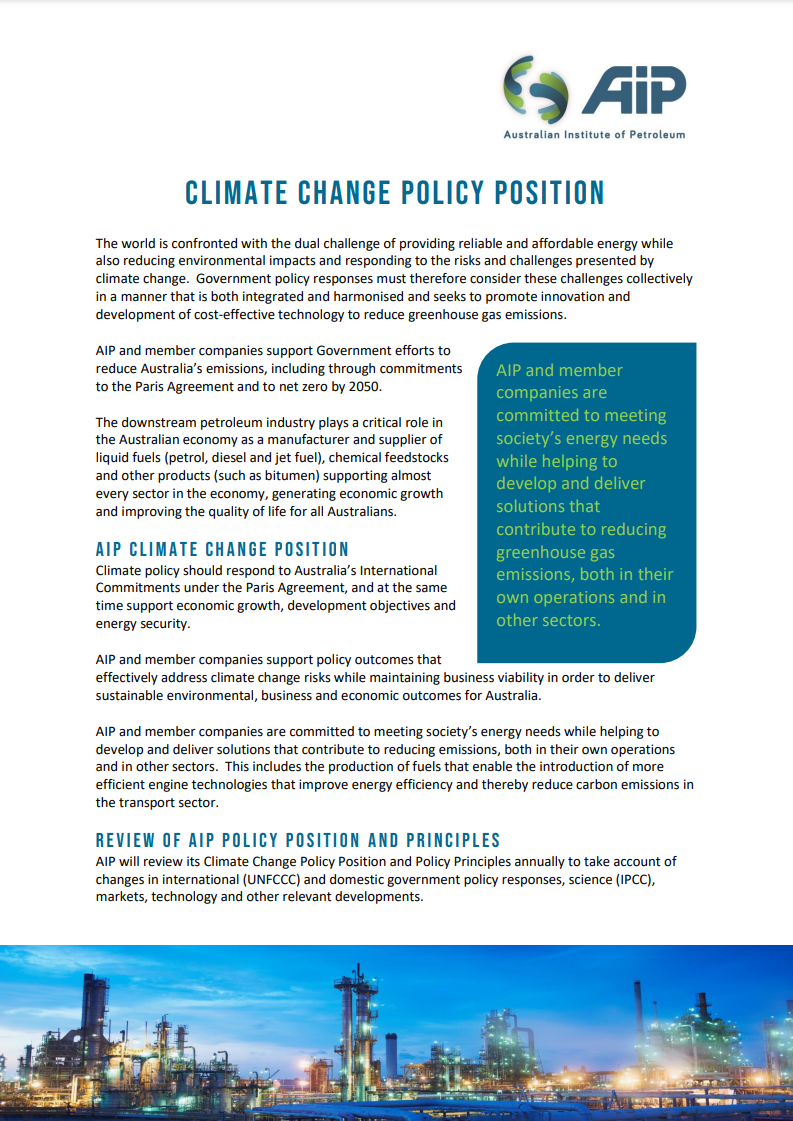 AIP Climate Change Policy Position