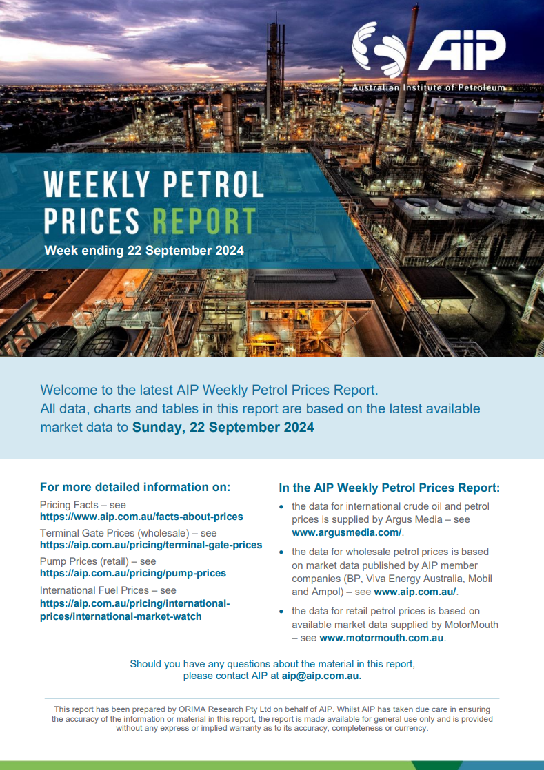 Weekly Petrol Prices Report - 22 September 2024