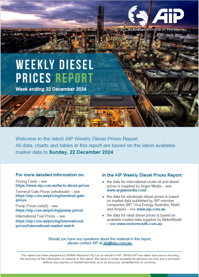 Weekly Diesel Prices Report - 22 December 2024