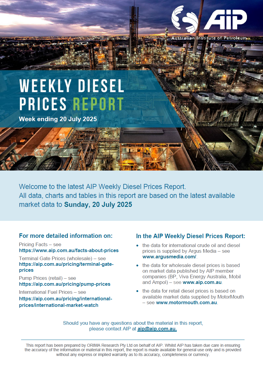 Weekly Diesel Prices Report - 20 July 2025