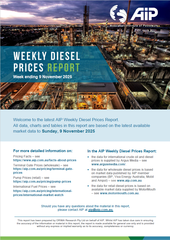 Weekly Diesel Prices Report - 9 November 2025