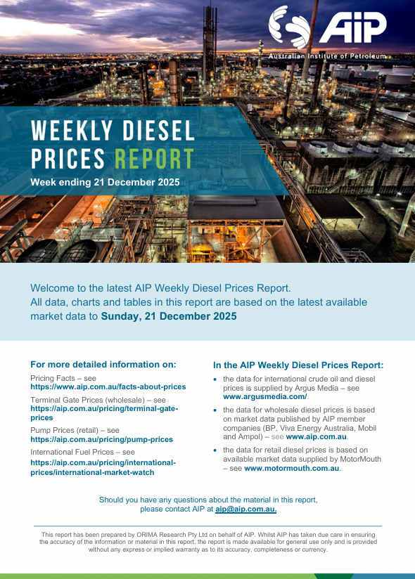 Weekly Diesel Prices Report - 21 December 2025