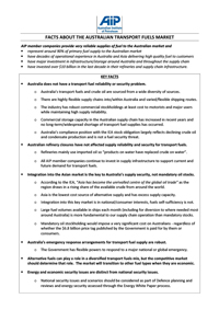 Submission to the Senate Rural and Regional Affairs and Transport References Committee Inquiry – Australia’s transport energy resilience and sustainability